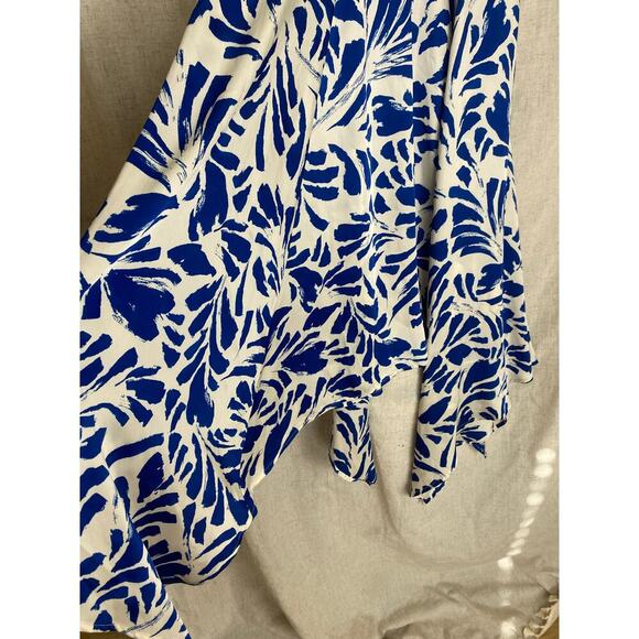 ALEXIS for Target Blue Botanical Tie Strap Asymmetrical Hem Dress Size Medium - Picture 4 of 15